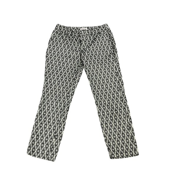 MERONA Crop Pants Size 6 Classic Cotton Embroidered Pattern Black & White - Picture 4 of 13